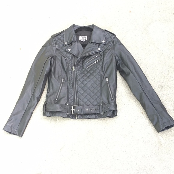 NWOT Tripp NYC QUILTED MOTO Faux Leather Jacket - Picture 5 of 7